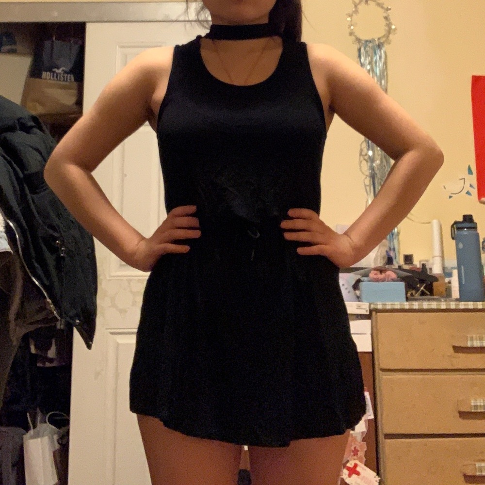 Top shop black dress with attached choker